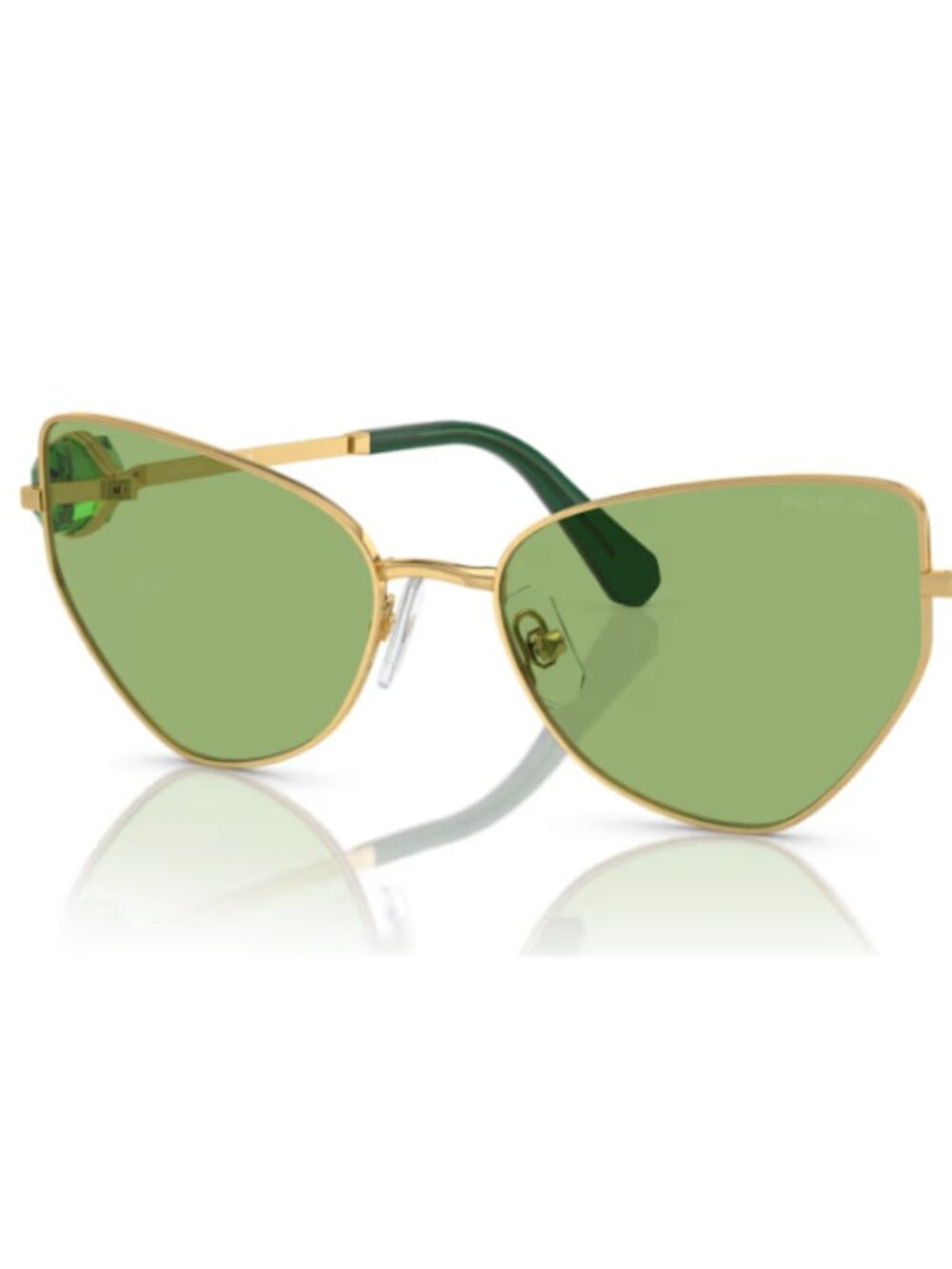 Swarovski Green Cat-Eye Sunglasses with Silver Frame - Picture 4 of 10
